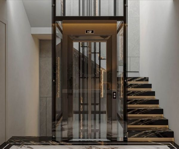 Thang máy kính được thiết kế hiện đại