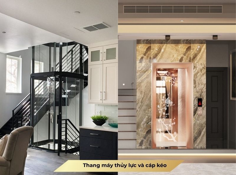 So sánh thang thủy lực và cáp kéo